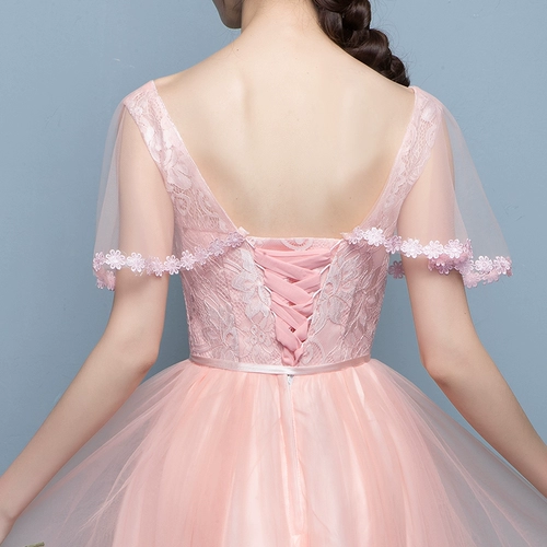 Длинное розовое платье подружки невесты, средней длины, 2020, осеннее, для подружки невесты, в корейском стиле