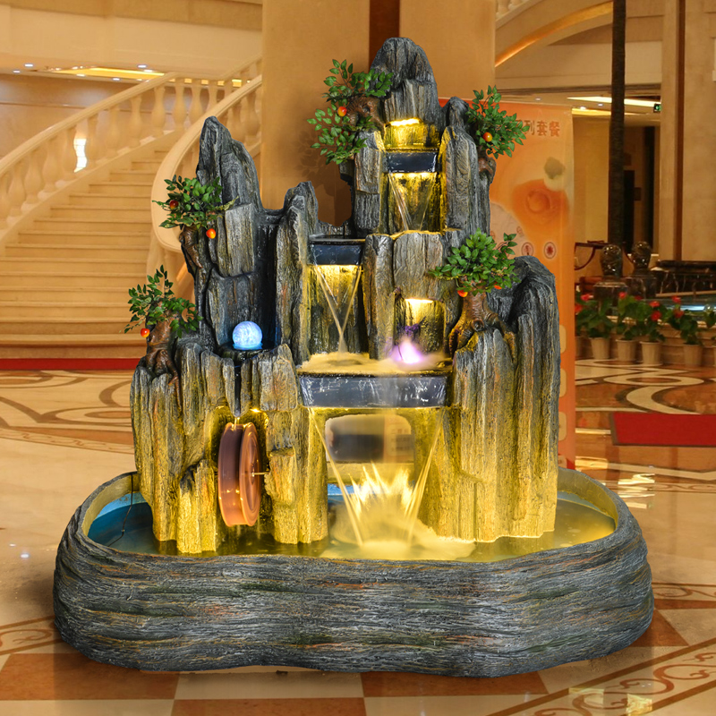 Large pastoral rockery feng shui wheel fountain large fish pond fish tank living room balcony entrance garden courtyard ornaments