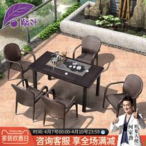 Purple Leaf Kung Fu Tea Table And Chairs Combination New Chinese Style Brief Ink Stone Tea Table Living Room Balcony Outdoor Tea Tea Table Tea Table