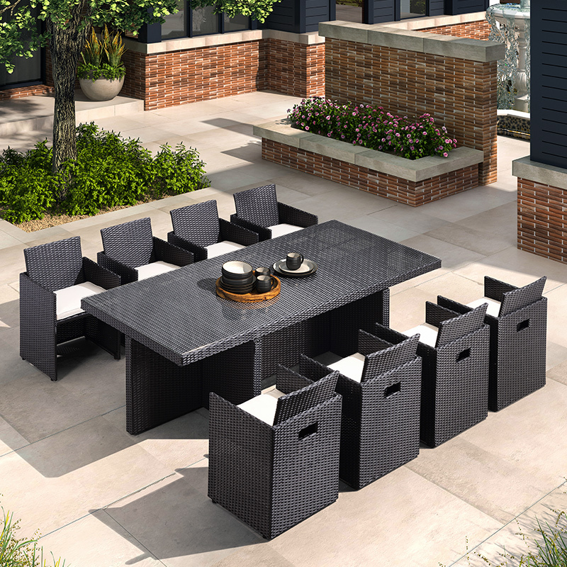 Purple leaf outdoor leisure table and chair combination rattan chair courtyard outdoor dining table and chair outdoor terrace leisure chair garden seat