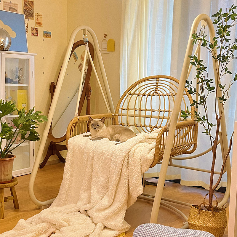 Purple Leaf Ville Hanging Chair Home Balcony Single room Indoor Autumn Cradle chair Living room Double web Red hanging basket Rattan Chair-Taobao