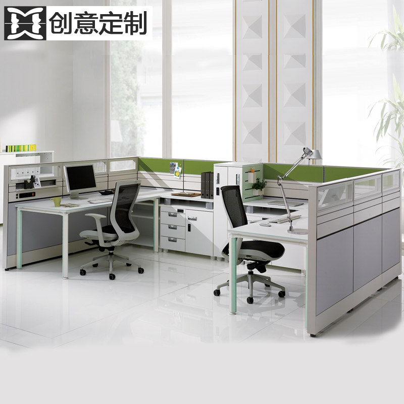 Office Screen Holder Staff Creativity 4 Persons Position Desk 2 4 Personnel Station Desk Office Partition Table And Chairs Combination