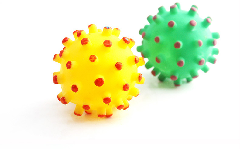Chó và mèo yêu thích Pet dog toy vocal ball Vàng len cao su bóng Teddy nhỏ gai bóng cắn mol đồ chơi chó mèo