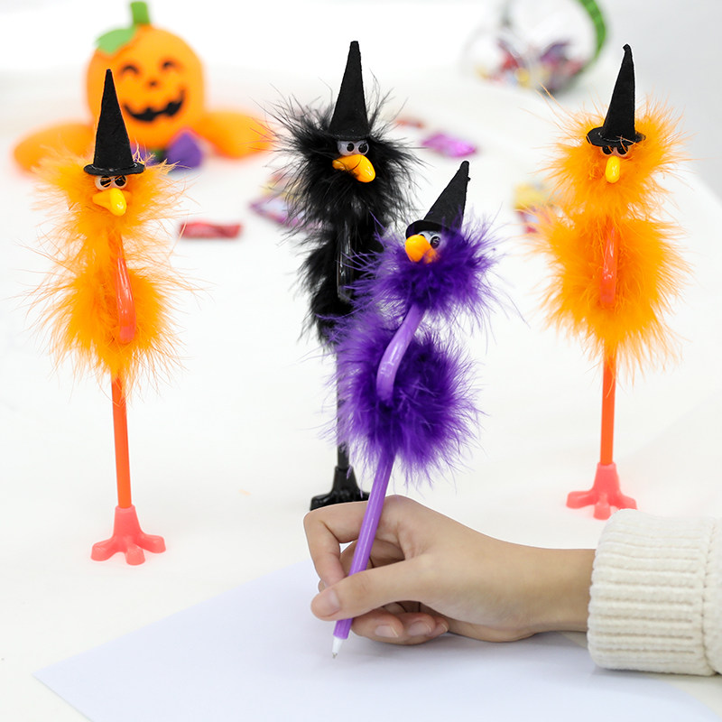 Halloween small gift ostrich pen Halloween decoration arrangement decoration party party dress up supplies ballpoint pen