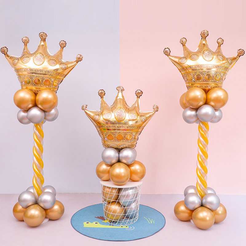 Golden crown balloon bracket column Baby birthday decoration Hotel stage road guide shop opening decoration