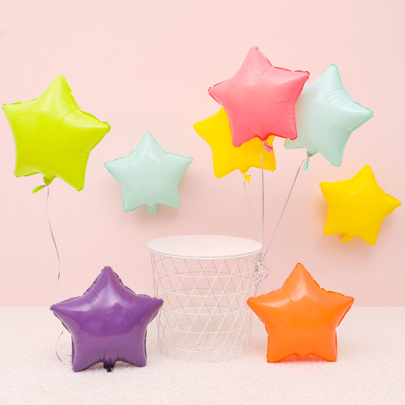 Macaron candy-colored pentagonal aluminum film balloon children's birthday decoration scene supplies