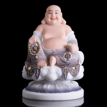 Big belly Maitreya Buddha painted white marble stone carvings Mia Lai Buddha Bodhisattva Happy Smiling Buddha statues for opening ornaments