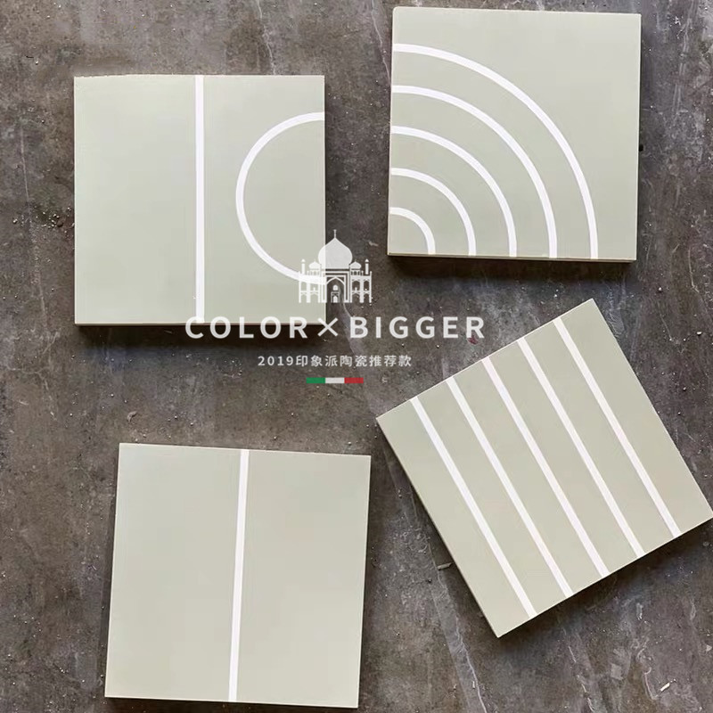 New net red mint green runway tile Nordic B&B hotel kitchen floor tile powder room bathroom background flower piece