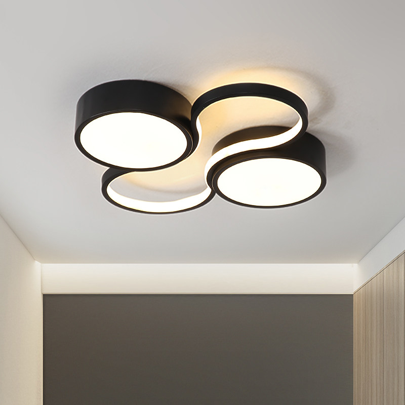 Modern minimalist bedroom lamp Nordic LED ceiling lamp warm creative wrought iron black home study room lamps