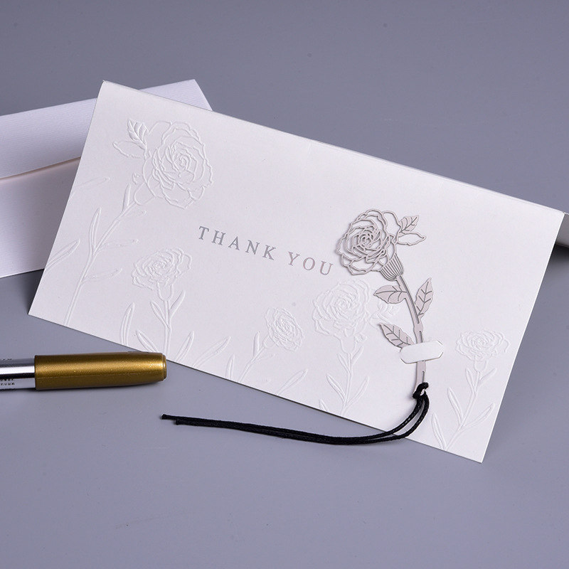 Stereo - stamping Rose Birthday 520 Valentine's Day pure color blessing card thanksgiving card high - end greeting card envelope suit