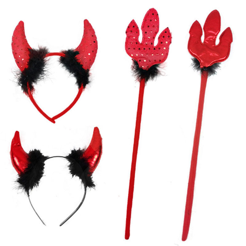 Christmas Halloween supplies animal headwear masquerade props little devil red bull horn headband cartoon headband