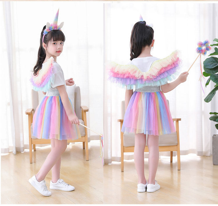 2022 New Children's Angel Rainbow Wings Macaron Performance Props Little Girl Princess Gift Elf Decoration