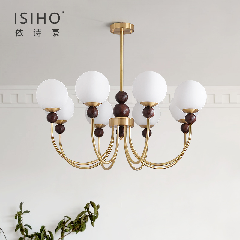 French-Style Vintage Living Room Chandelier, Retro Bedroom Main Light, Magic Bean Cream Style Dining Room Light Fixture, American-Style Ceiling Light