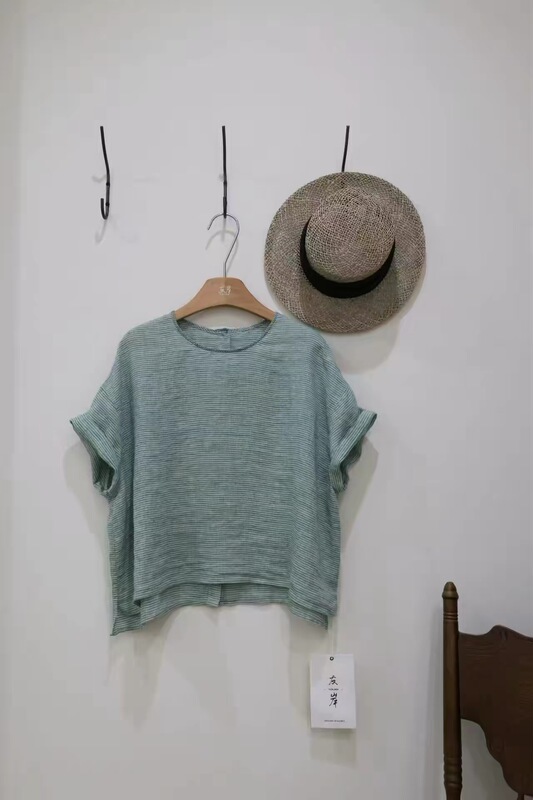 Ya Green Striped Linen Shirt Ya Green Striped Linen Shirt