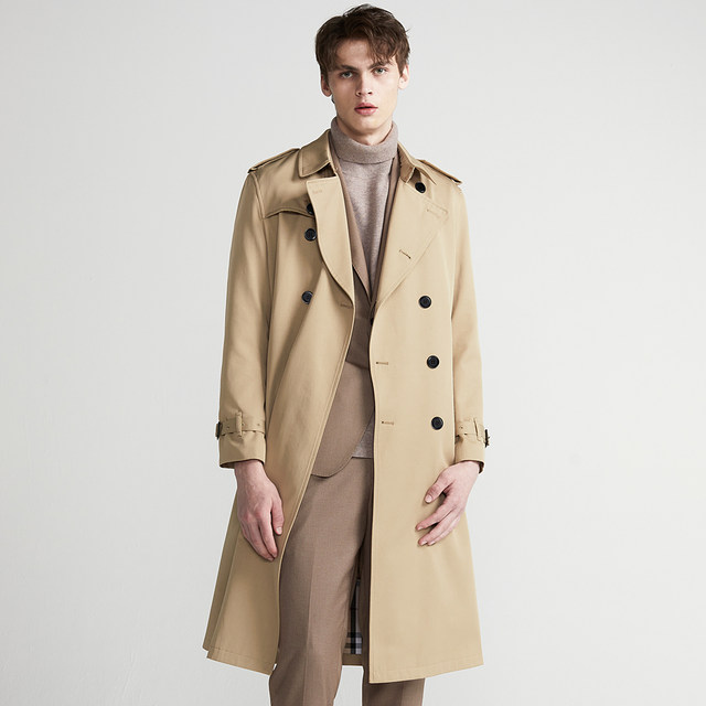 Trenchcoat 2024 Spring and Autumn Men's Trench Coat Extra Long Over Knee Youth Handsome Trench Slim Trench Jacket