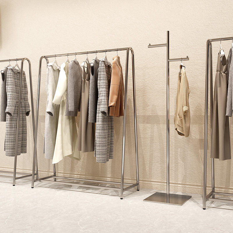 Clothing store display rack display Nakajima floor-to-ceiling hanger props shelf women's clothing store special stainless steel shelf