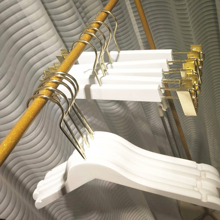 In wind white solid wooden clothes storehousehold with men and women clothes frame anti-slip wooden clothes braces