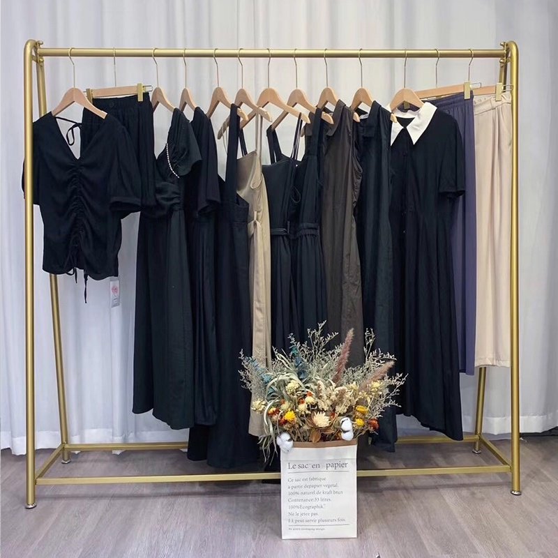 Clothing store display stand Floor-standing children's clothing women's store display rack Special shelf Gold hanging rod clothes rack