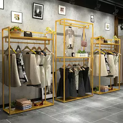 Clothing store display rack double-layer hanger men's and women's clothing store combination shelf iron display rack hanging clothes shelf