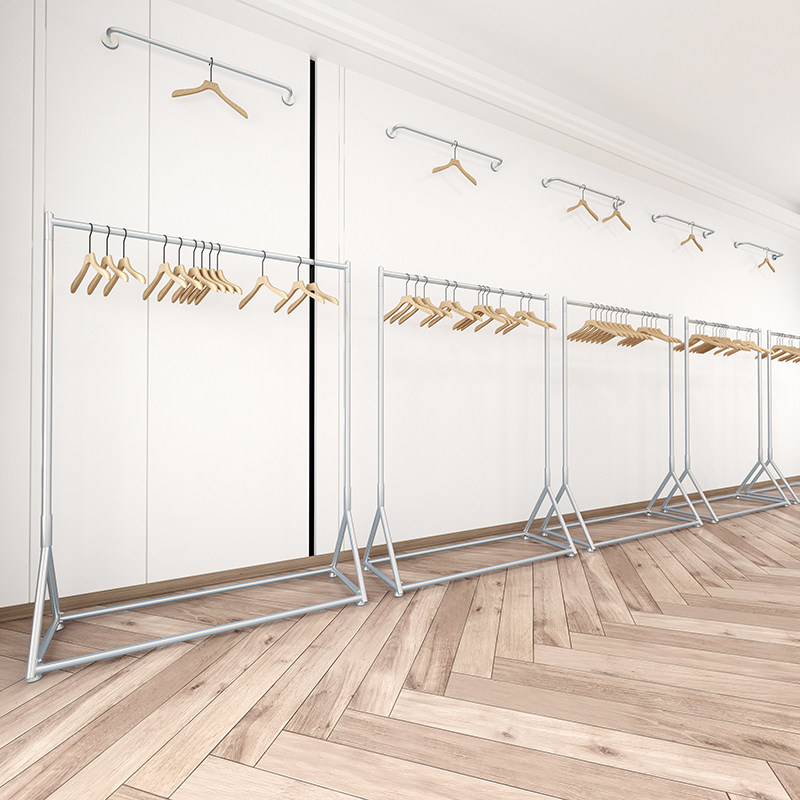 Clothing Store Hanger Floor Silver Lins Display Shelf Show Shelves Tennis Red Women's Clothing Special Hanging Clothes Racks