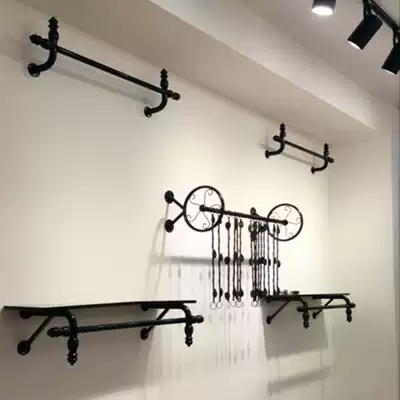 Clothing store wall display rack wall-mounted clothing rack children's clothing hangers women's shelves clothes rack side hanging point hanging