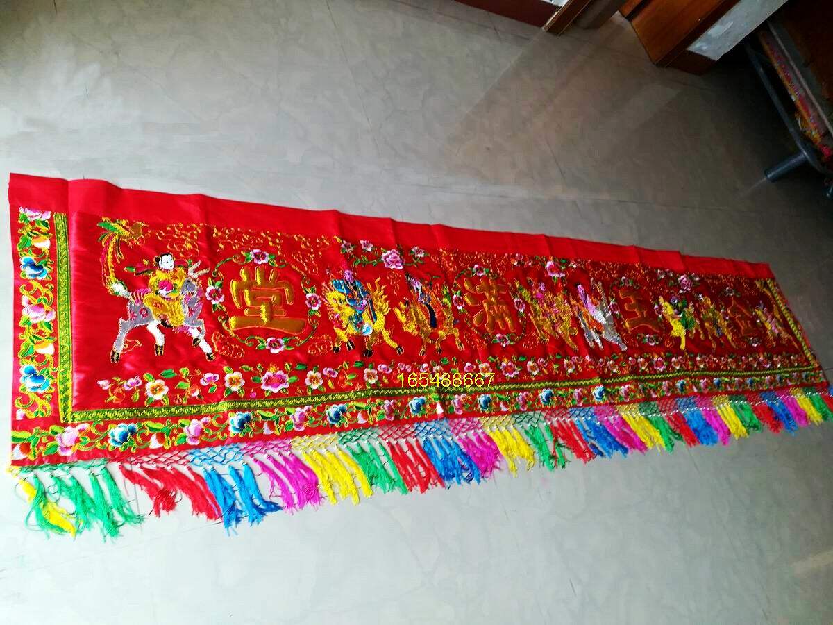 3 m high-end door color banner Buddha Temple jewelry Buddhist embroidery banner door color eight fairy color gold Jade full red