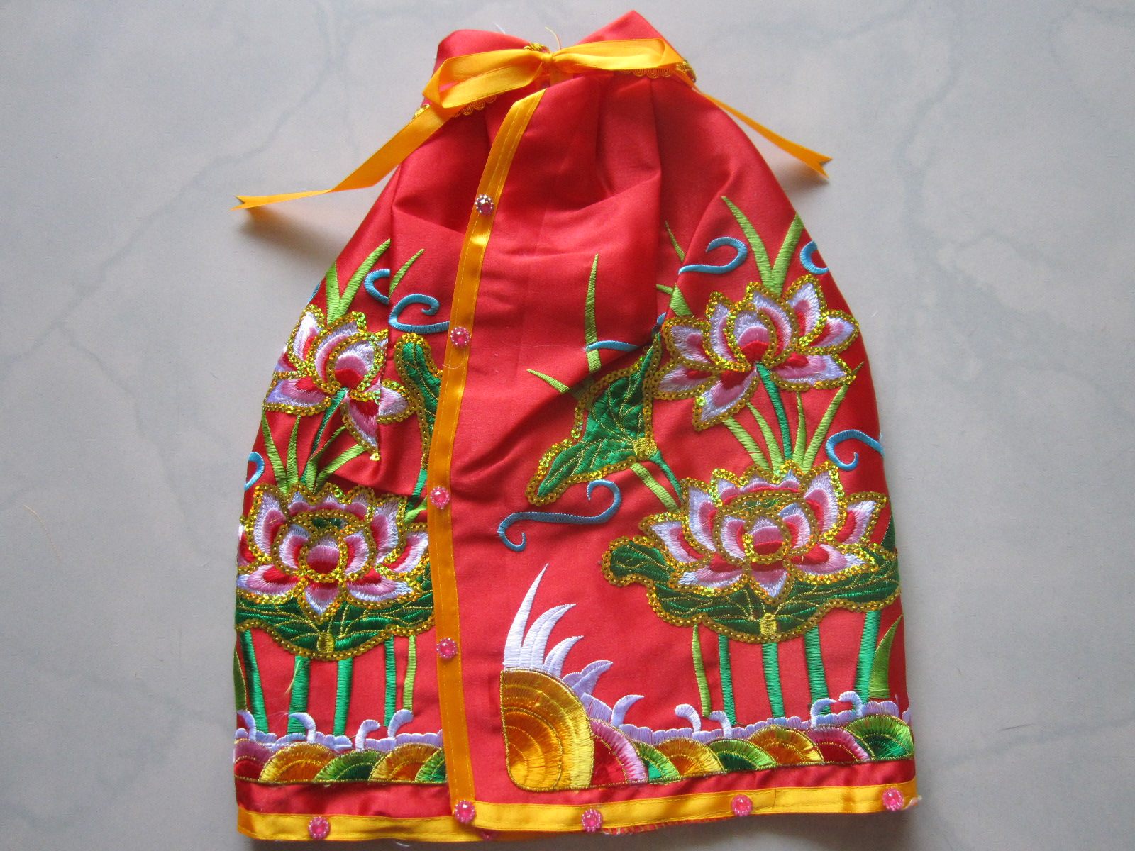 Gods clothes Guanyin Bodhisattva Buddhist bodhisattva lotus cape Vercoat statue clothes red yellow white powder blue purple color 41cm-Taobao