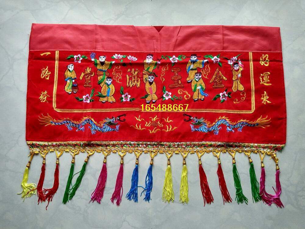 Buddhist embroidery Embroidery Cross streamer Eight Immortals gate Color Jinyu Mantang banner Eight Immortals banner 3 feet