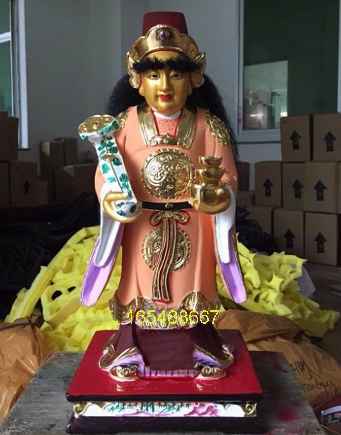 Statue custom Buddha statue camphor wood carving money uncle hand carved gold face money 12 inches