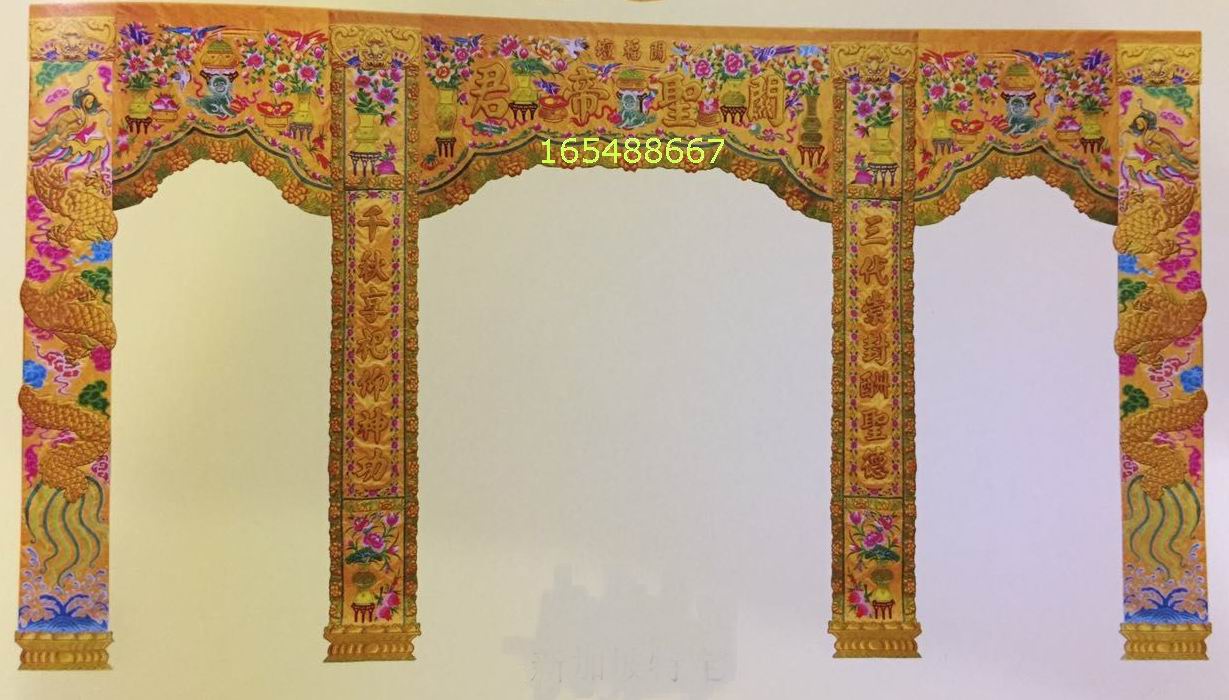Temple Embroidered method Embroidered Pittoon Lan Festival Pageant dragon Gate Shentent Singapore Three-door four-column 24-foot-Taobao