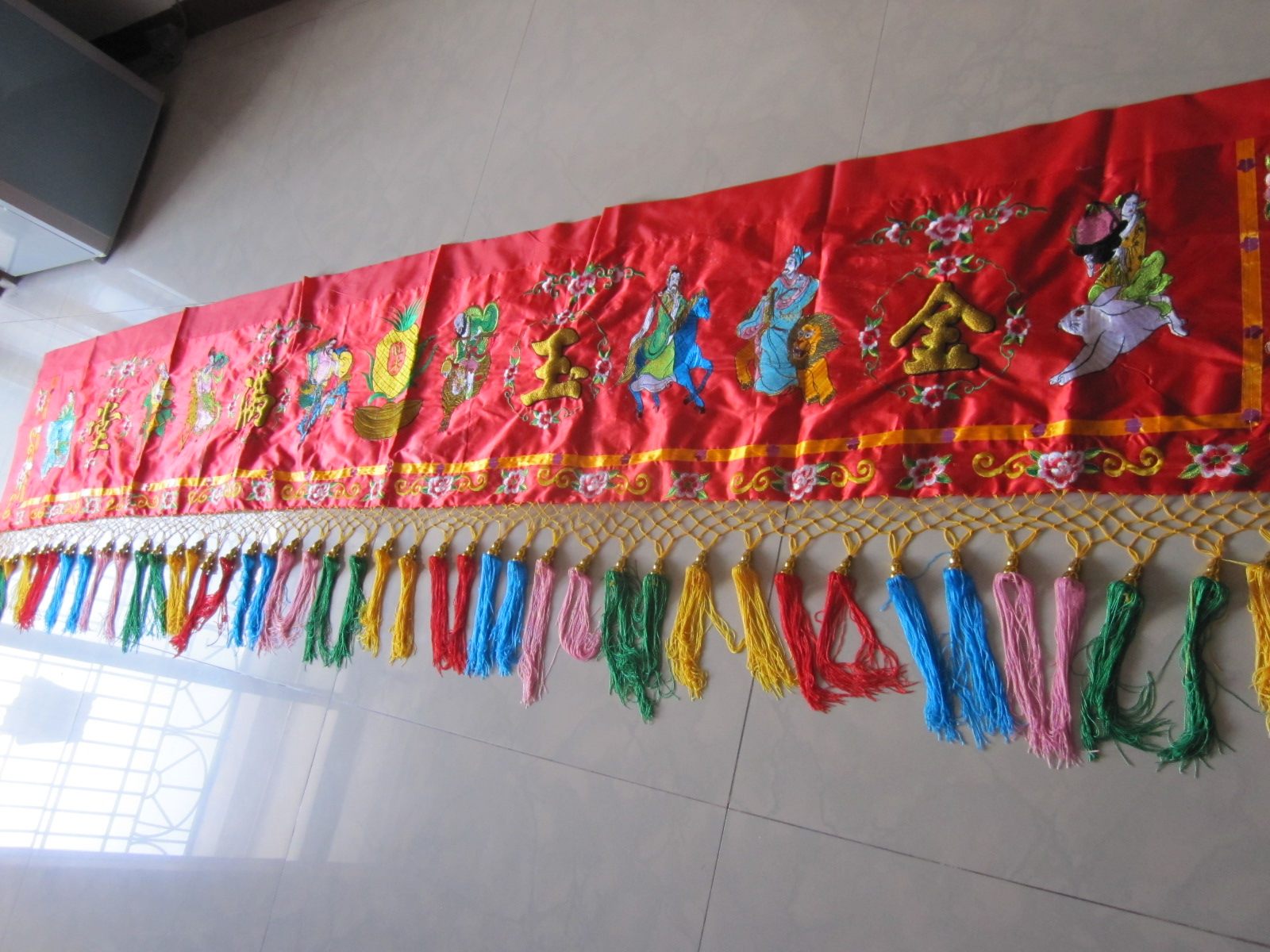 Folklore embroidered 10 feet gold jade full hall door color Eight Immortals door color door color door brow with colorful convex character 3 m banners-Taobao