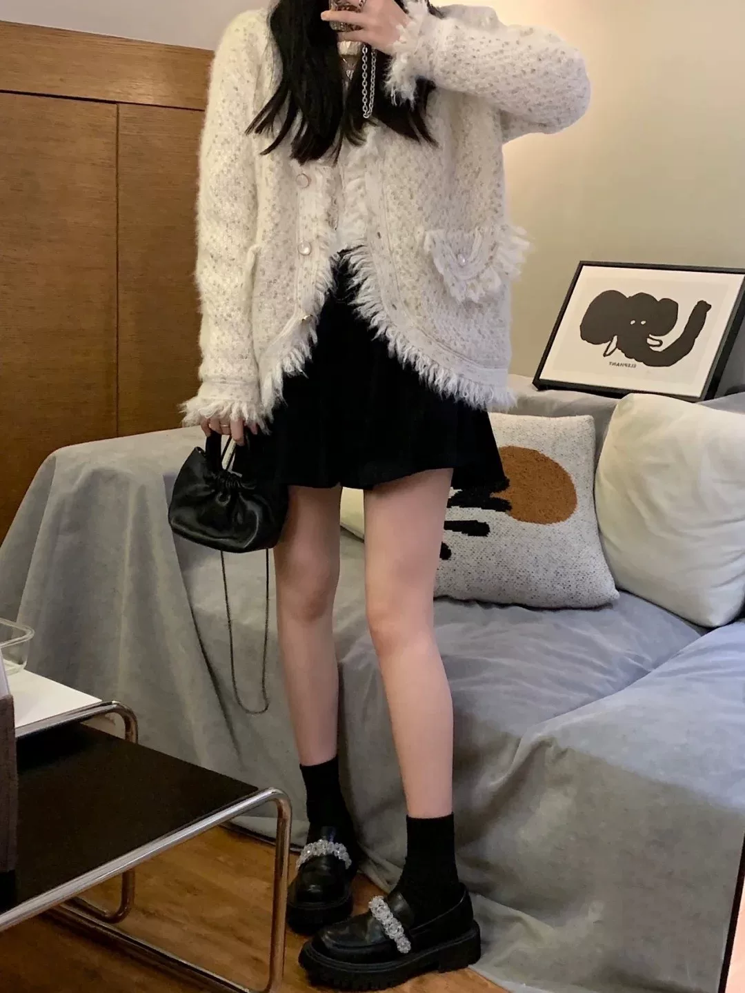 Кардиган, зимний свитер, вязаная куртка, весенний комплект, стиль Chanel