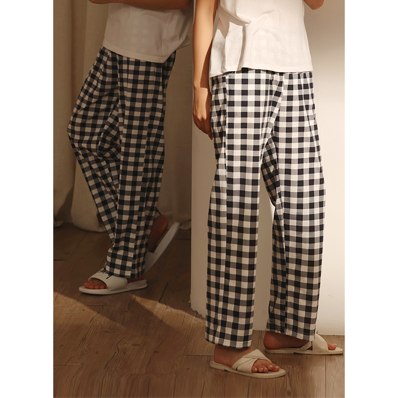 Couple's Pajama Pants, Men's and Women'S, Pure Cotton Plaid Long Pants, Spring and Autumn Thin Style, Can Be Worn Outside in Summer, Loose Straight-Leg Pants, Home Pants Couple's Pajama Pants, Men's and Women'S, Pure Cotton Plaid Long Pants, Spring and Autumn Thin Style, Can Be Worn Outside in Summer, Loose Straight-Leg Pants, Home Pants