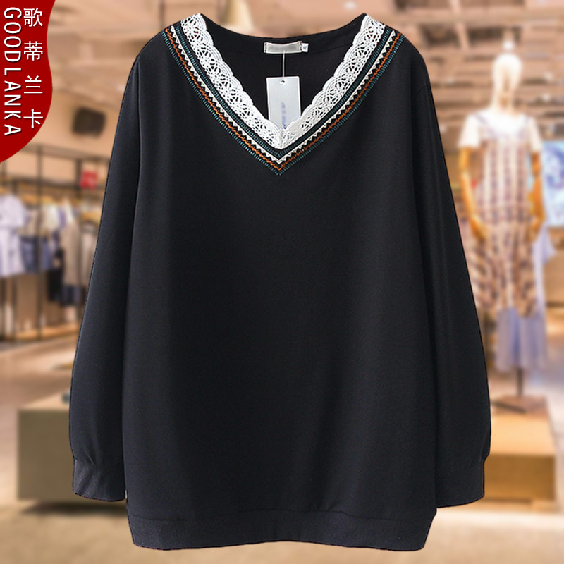 Fat mm Autumn New Tummy Loose Top Weighted with Lace Clothing Clothing Vs