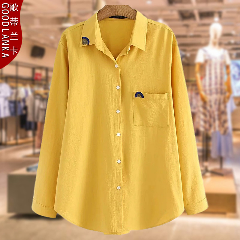 The new loose thin medium - long - sleeved long - sleeved shirt for women 200 pounds fat mm spring coat