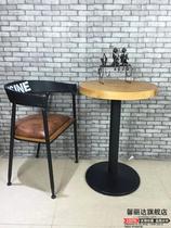 American vintage solid wood Wrought iron dining table European solid wood small round table Coffee table Square table Coffee table Simple modern living room