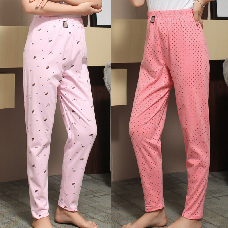 Women's large size loose crotch high waist cotton loose mouth sanitary pants Middle-aged mother-in-law flower pants pants thin sanitary pants inner pants