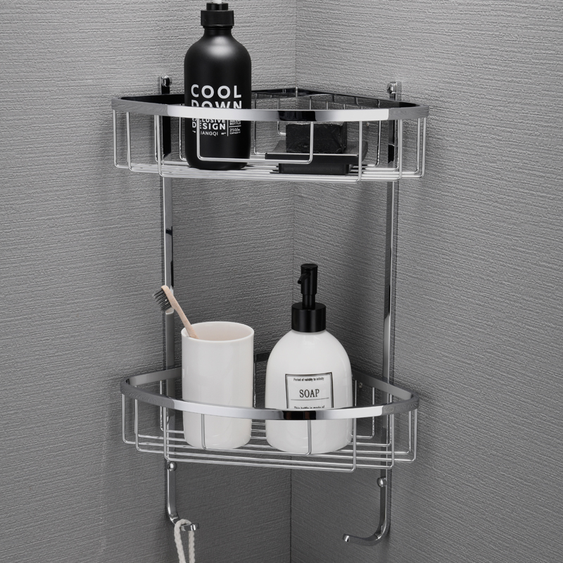 New German high-end bathroom shelf wall hanging toilet shower gel double-layer corner rack storage rack