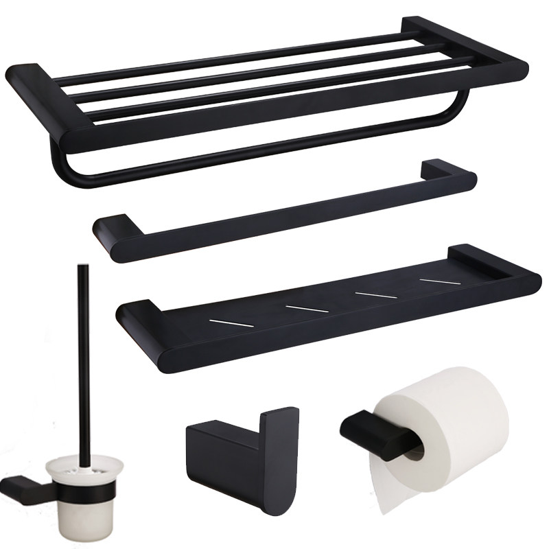 New Germany 304 stainless steel black bath towel rack bathroom makeup room hanging towel rack hardware