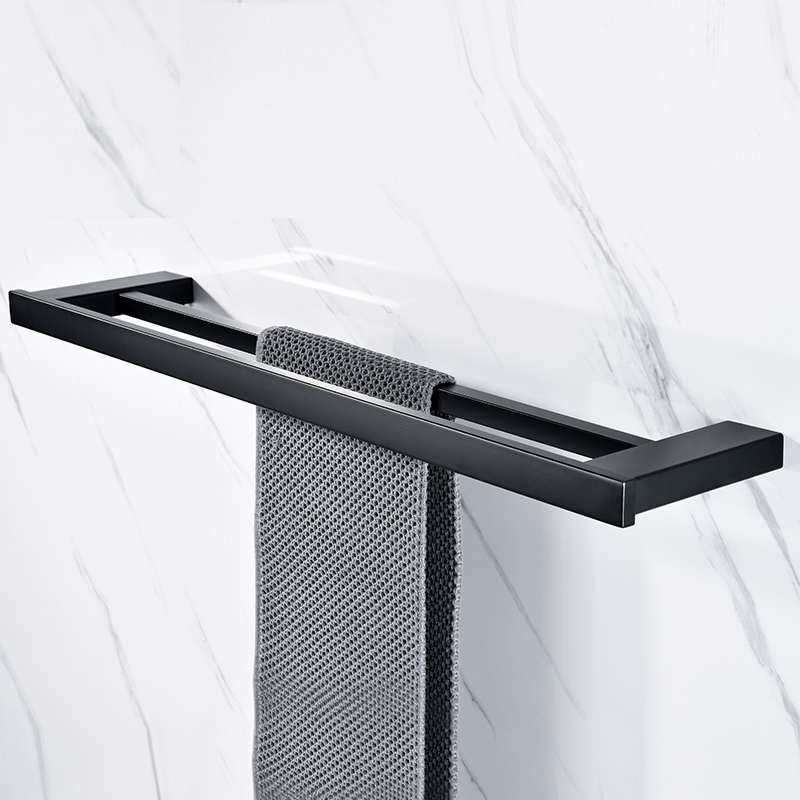 New German high-end black towel double rod toilet hanging towel rack bathroom towel rack double rod 50 60