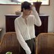 ສະໄຕລ໌ເກົາຫຼີ lazy sweater cardigan thin slim fit single breasted round neck long sleeve solid color versatile new style