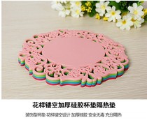 Practical silicone coaster insulation mat fashion candy color hollow lace placematting mat anti-scalding heat insulation non-slip coaster