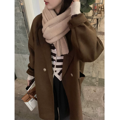 Демисезонная двусторонная кашемировая куртка, длинный плащ, средней длины