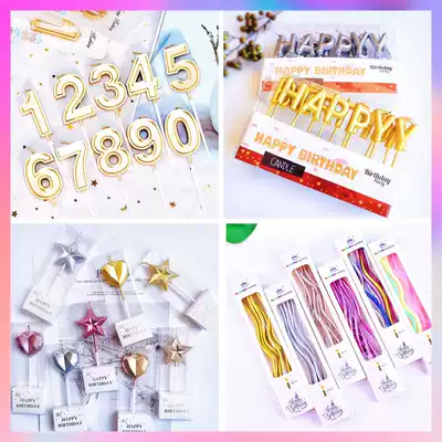 Golden digital candles for birthday cake decoration environmentally friendly smoke-free wedding creative romantic Party children's dessert table
