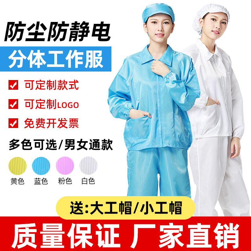 Men and Women Anti-static suit pants Strip mesh coat split white blue electronic factory factory clothes without dust clothes