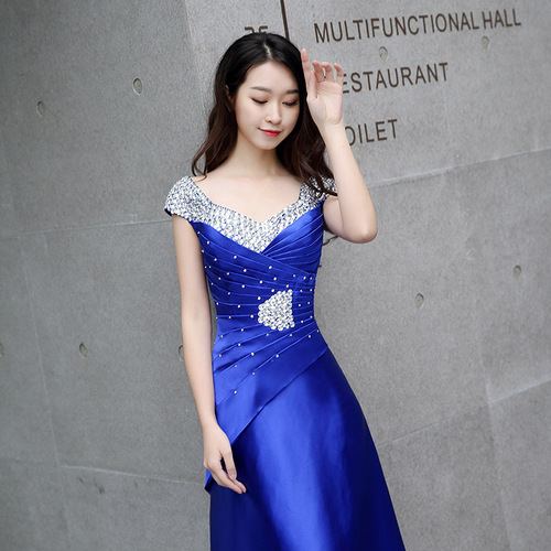 Evening dress prom gown Evening dress, female banquet, noble temperament and atmosphere, host chorus performing in thin and long summer