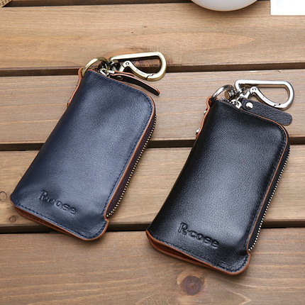 Men and Women's Self-style Leather Key Bag Head Cover Capacity Men's Car Remote Control Access Keychain Driver License