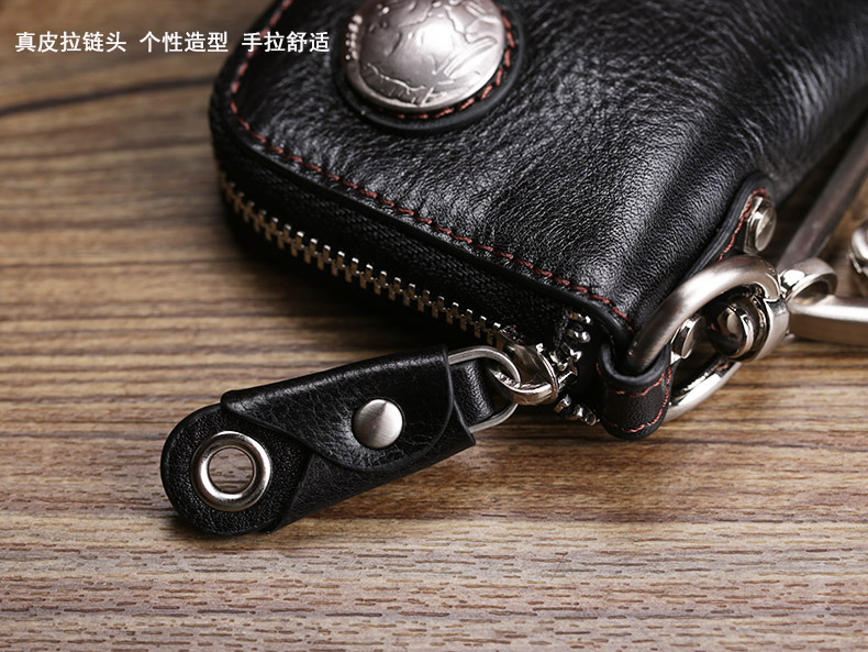Retro da nam và túi chìa khóa xe ô tô điều khiển từ xa Baotou lớp da bò túi chìa khóa lớn để đặt bằng lái xe ví đựng chìa khóa
