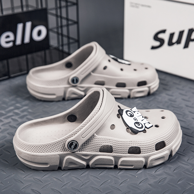 Summer new slippers men's anti-wear and abrasion resistant Baotou dongle shoes men's soft bottom beach light driving dual-use cool drag man-Taobao