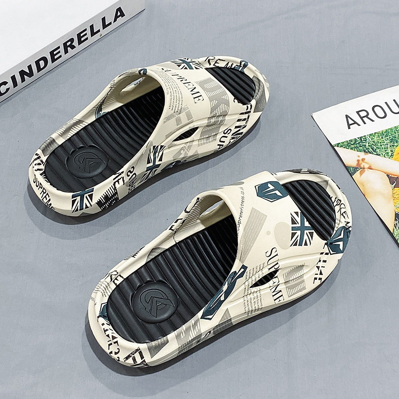 Slippers Men's Tide 2022 Summer New Lovers Ins Frills Street Outside Wearing Cool Tug House Shoes Tide Men's Non-slip Sandals